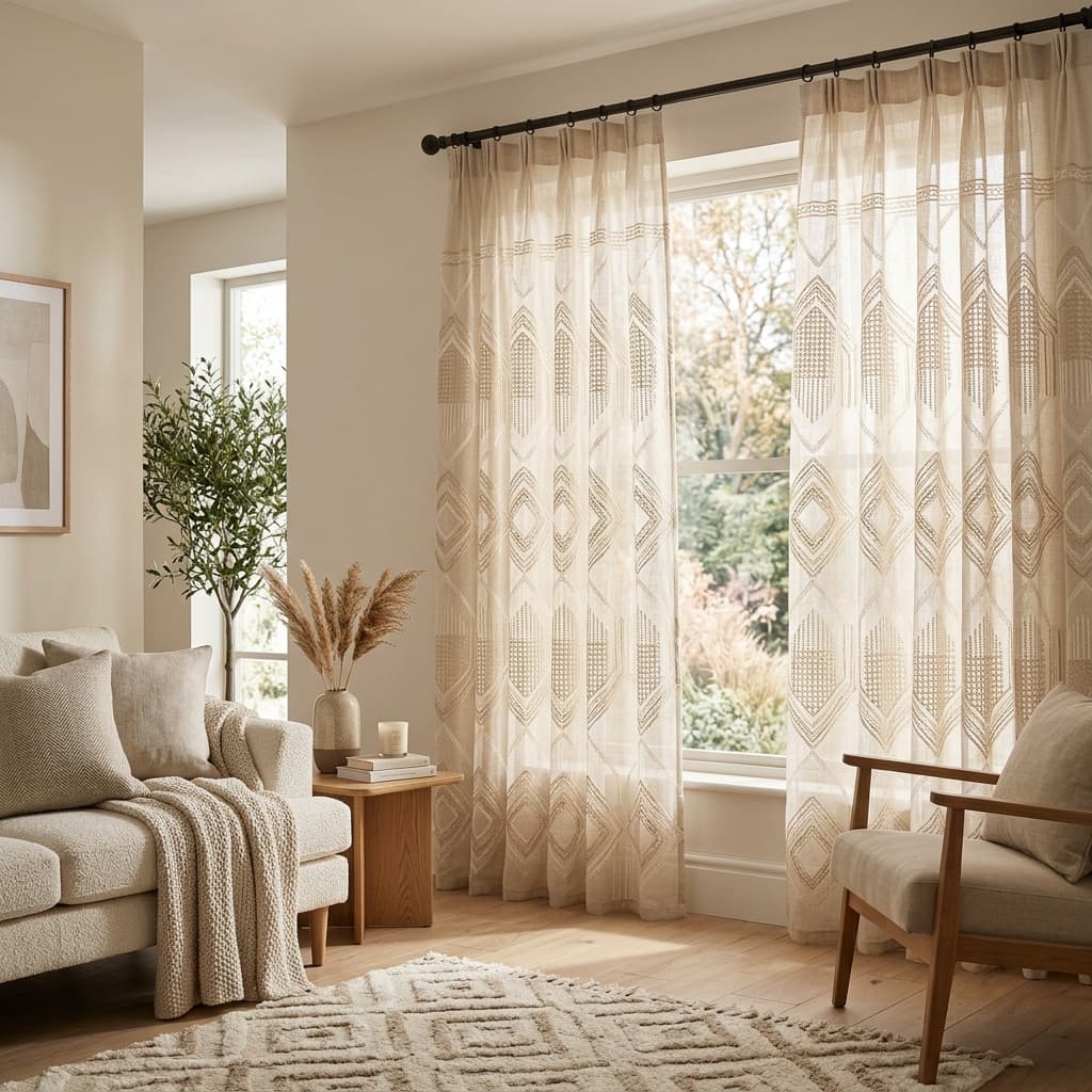 Embroidered Geometric Sheers